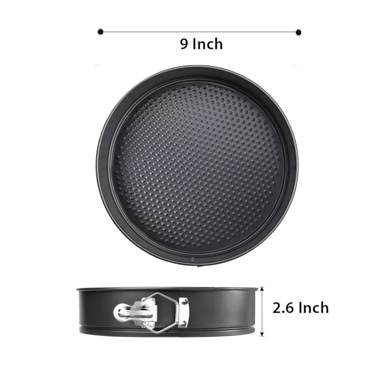 Leakproof Bakeware Black Springform Baking Cheesecake Pan Removable Bottom Quick Release Latch Mould Non-Stick 9" Round Cake Pan thumbnail 2