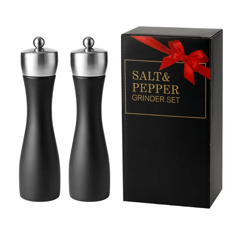 Durable Professional Manual Refillable Spice Mill Wooden Black Salt and Pepper Grinder Set with Adjustable Coarseness Ceramic detail 10