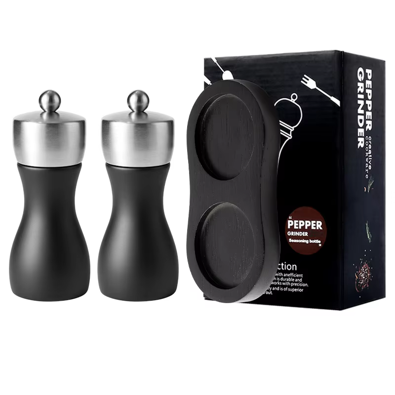 Durable Professional Manual Refillable Spice Mill Wooden Black Salt and Pepper Grinder Set with Adjustable Coarseness Ceramic detail 8