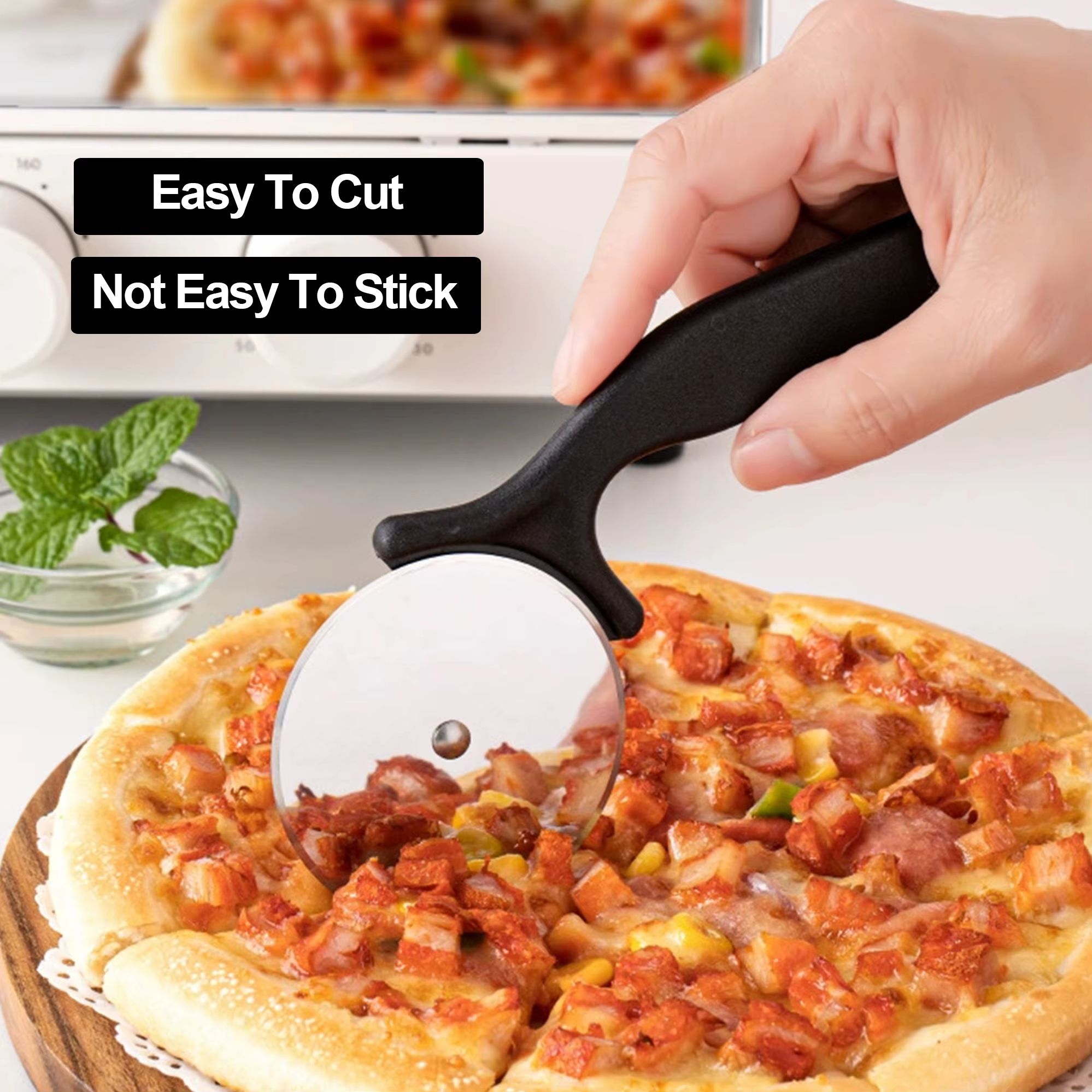 Nonstick Round Pie Pizza Cutter Comfort Handle Handheld Pastry Pizza Slicer Knife Sharp Blade Stainless Steel Wheel Pizza Cutter thumbnail 4
