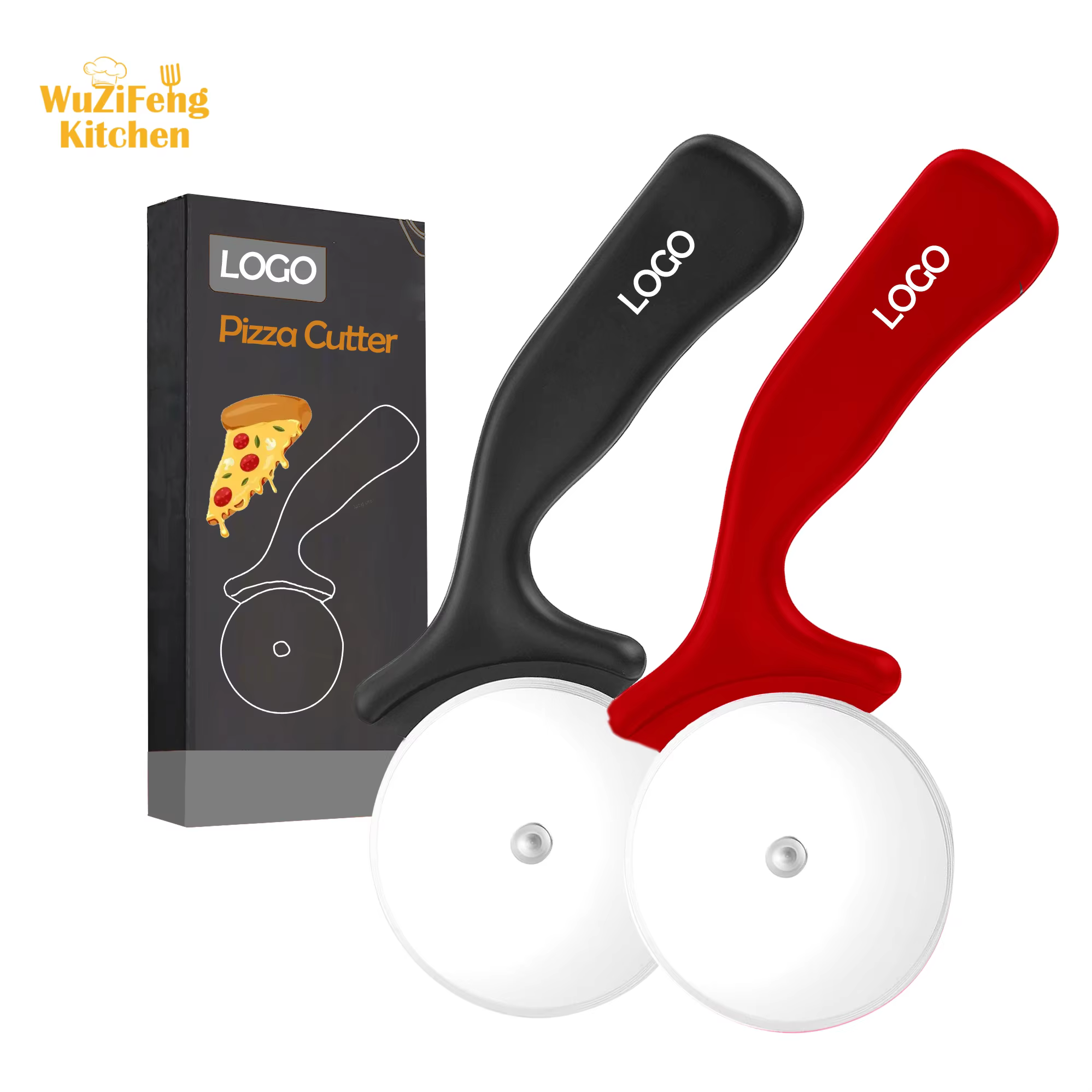 Nonstick Round Pie Pizza Cutter Comfort Handle Handheld Pastry Pizza Slicer Knife Sharp Blade Stainless Steel Wheel Pizza Cutter detail 1