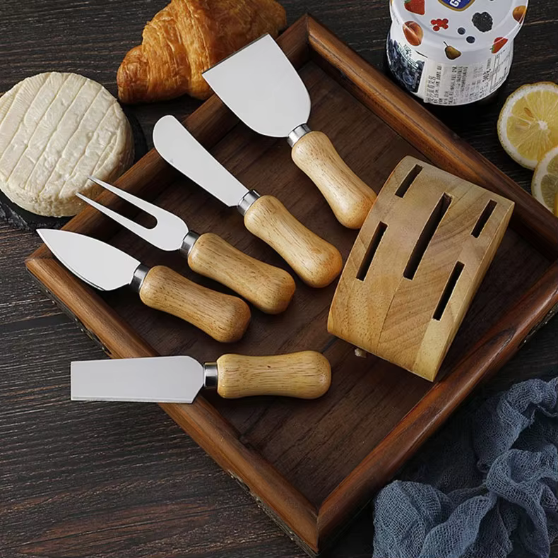 Charcuterie Utensils Tools Git Box Charcuterie Boards Accessories Cheese Spreader Knives Set Cheese Knife Set with Wooden Holder thumbnail 4