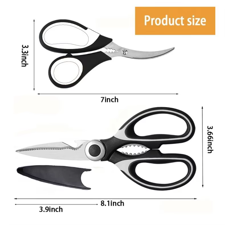 Food Grade Heavy Duty Stainless Steel Food Cooking Shears Multipurpose Ultra Sharp Seafood Scissors Fish Shrimp Kitchen Shears thumbnail 2
