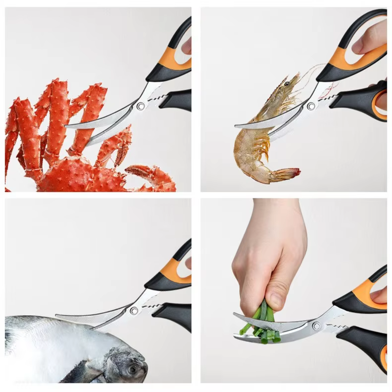 Food Grade Heavy Duty Stainless Steel Food Cooking Shears Multipurpose Ultra Sharp Seafood Scissors Fish Shrimp Kitchen Shears thumbnail 4